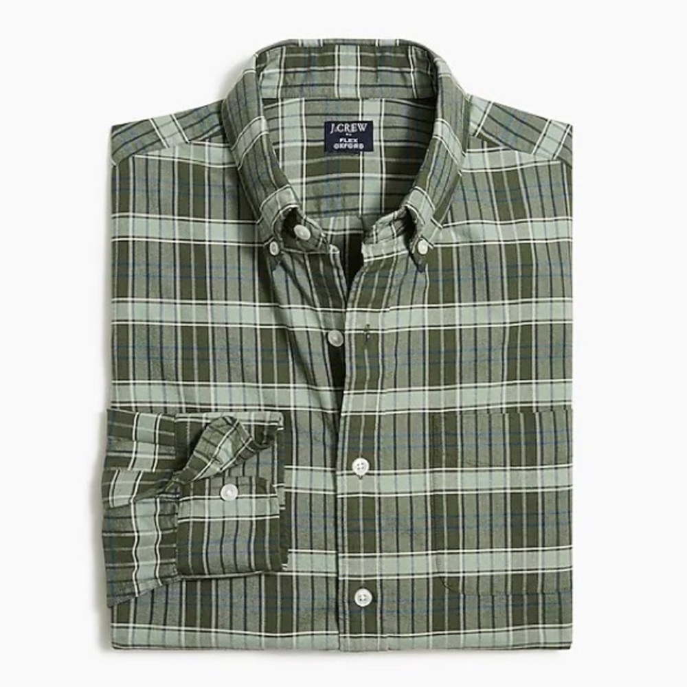 J crew Slim Plaid regular flex oxford shirt